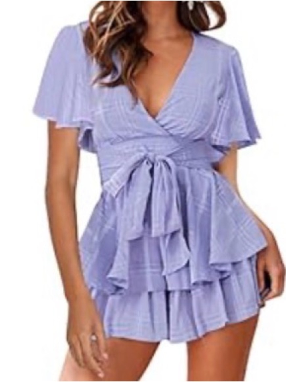 Lilac Ruffle Wrap Romper